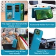 thumbnail image 5 of Asuwish Phone Case for Motorola Moto G Power 5G 2025 Zipper Wallet Detachable Cell Cover with Tempered Glass Screen Protector Crossbody Lanyard Strap Flower Flip Card Holder XT2515-1 Women Girls Blue, 5 of 7