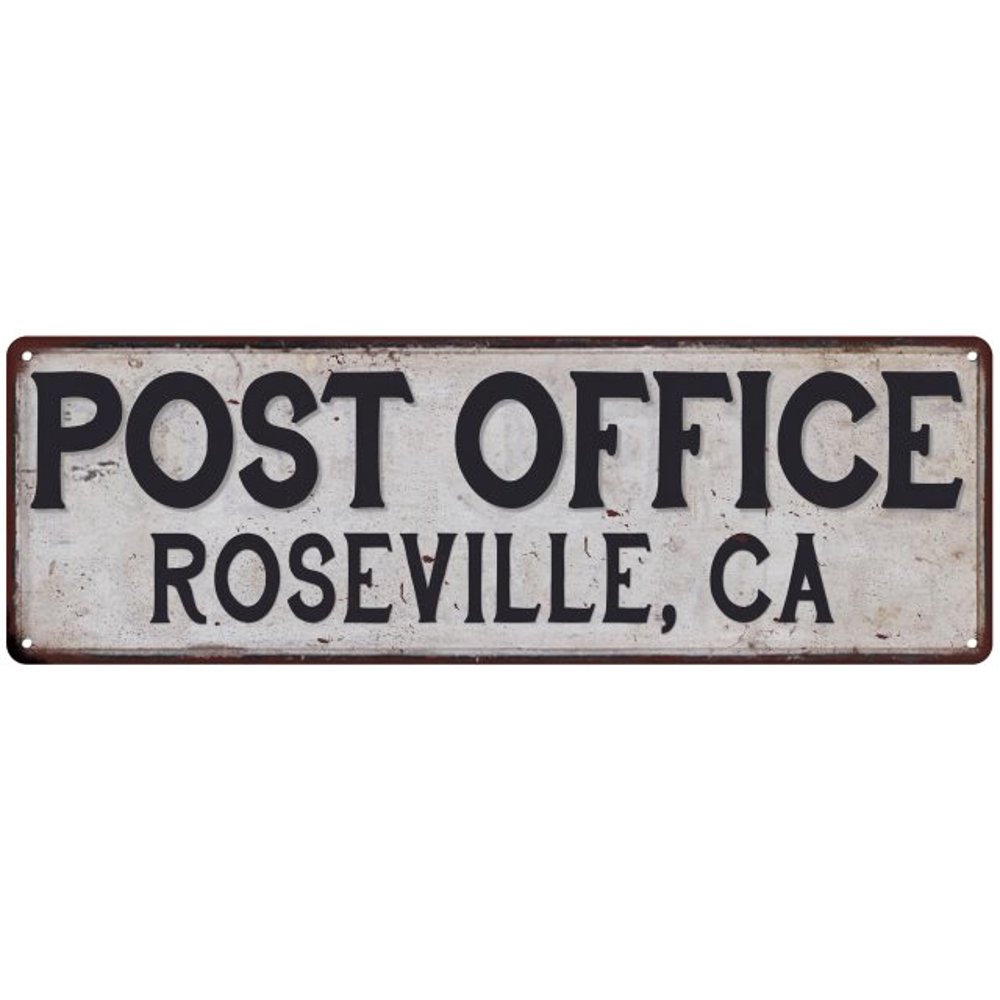 Roseville, Ca Post Office Metal Sign Vintage 8x24 108240011195