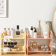 thumbnail image 4 of Soporte de escritorio para almacenamiento de cosméticos, organizador de maquillaje de estante de plástico multifuncional de 2 niveles, 4 of 5