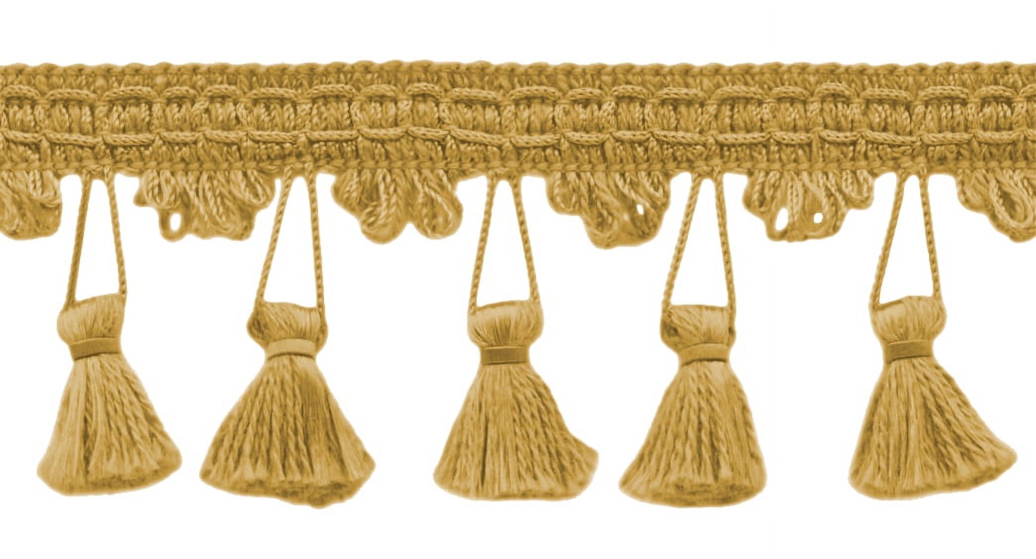 DecoPro Fransen-Quasten-Borte In Vintage-Gold – 7,6 Cm Lang, Aus Polyester, Perfekt Für Vorhänge, Kissen & DIY-Deko
