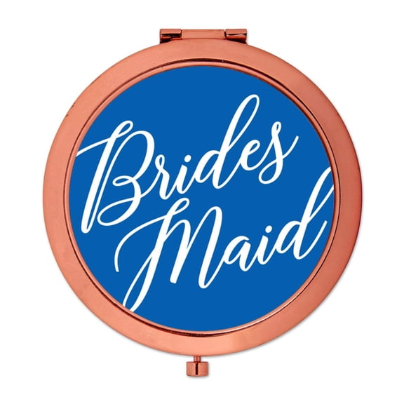 Koyal Wholesale Rose Gold Compact Mirror Bridesmaid Wedding Gift, Royal Blue, 1-Pack