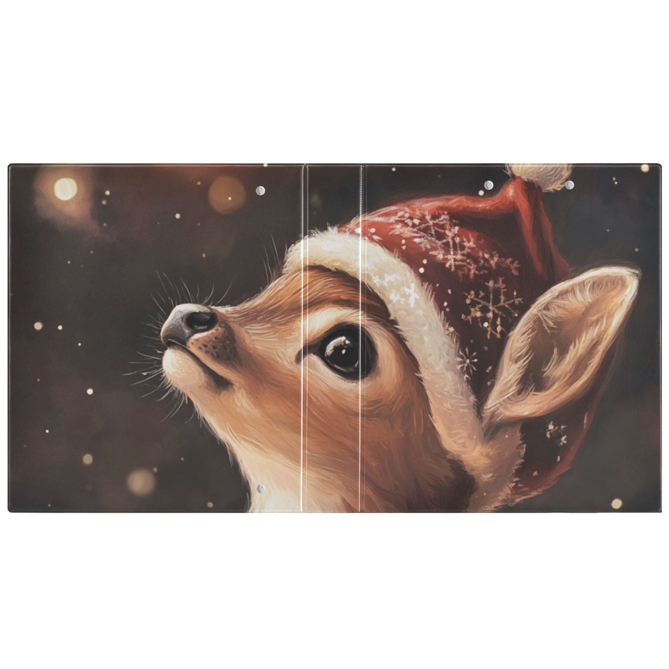 Deer Christmas Hat 3 Ring Binders 1.5 inch Hardcover File Folders with Interior Pockets A4 Size Organizer for School Office Hospital Set of 2