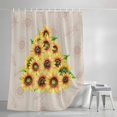 thumbnail image 4 of Watercolor Sunflowers Shower Curtain, 72" x 84", Retro Vintage Flower Linen Waterproof Bathroom Curtain Washable Shower Curtain Set with 12 Hooks, 4 of 8