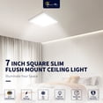 thumbnail image 6 of 7 inch LED Square Slim Flush Mount Ceiling Light, 3000k/4000k/5000k, 12W, 840LM, Dimmable, Damp Location for Bedroom, Kitchen, Office,Closet,Laundry Room (1, 7 inch), 6 of 7