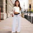 thumbnail image 2 of Blekii Kids Boys Girls Double Color Sweatpants Athletic Running Pants Long Sports Fitness Bottoms, White, 160, 2 of 7
