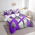 thumbnail image 3 of Erosebridal Abstract Geometric Stripes Bedding Queen Size,Purple Oil Painting Style Bed Set,Modern Desgin Bedding Sets Queen Size,Breathable Room Decor Reversible,7pcs, 3 of 6