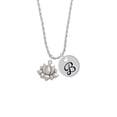 thumbnail image 2 of Delight Jewelry Medium Lotus Flower Silvertone Script Initial Disc - B - Charm Necklace, 20"+3", 2 of 4