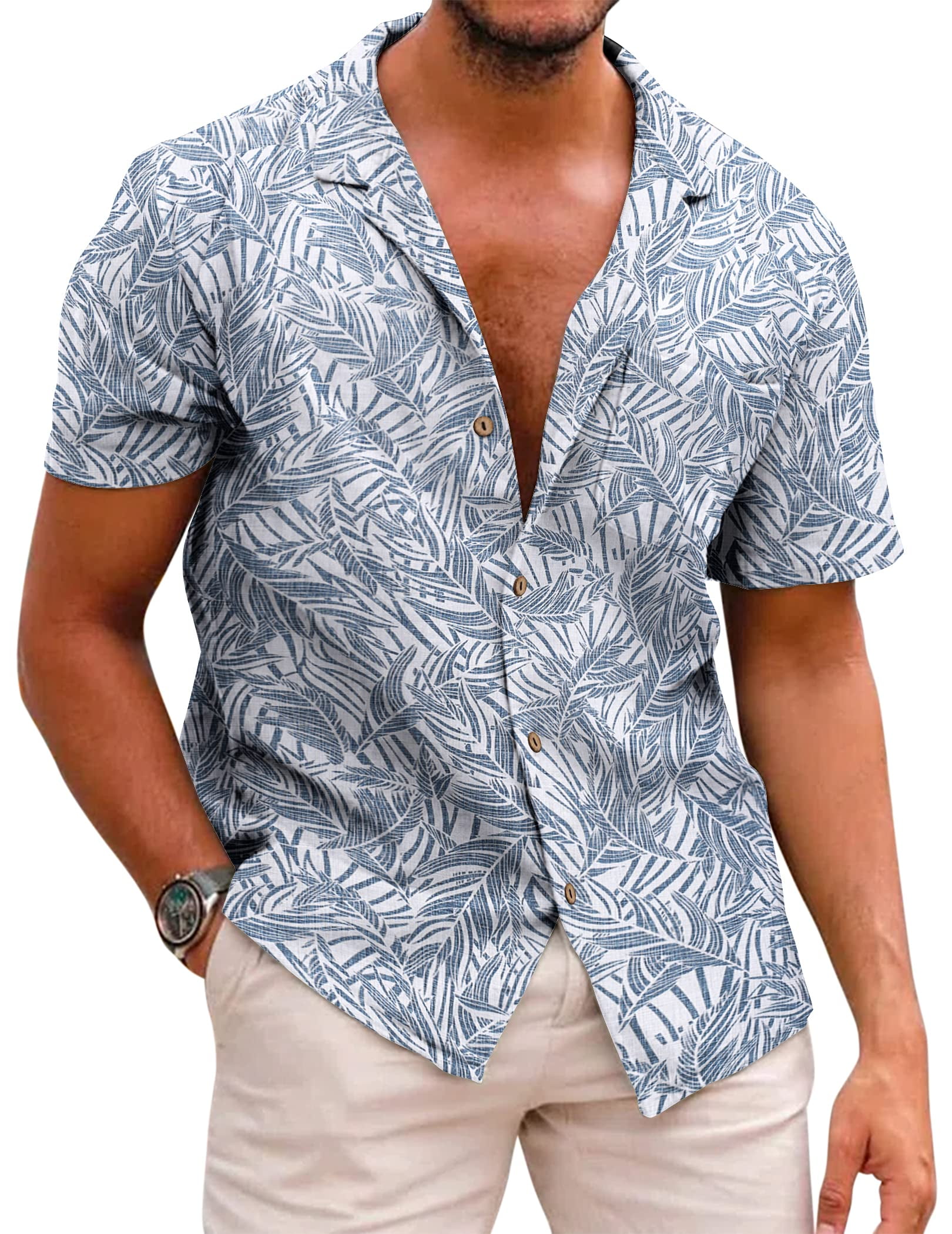 Aiyino Men's Hawaiian Shirt Short Sleeves Printed Button Down Summer