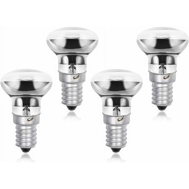Bombillas de lava R39 E14 de 30 W, bombillas de lava pequeñas con reflector SES y rosca Edison, luz blanca cálida de 2800 K, regulables R39 (paquete de 4)