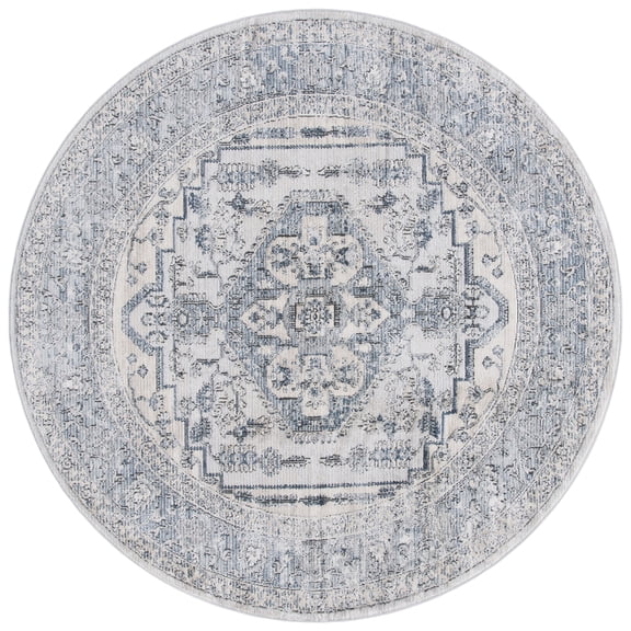 SAFAVIEH Oregon Creighton Oriental Area Rug, Light Blue/Ivory, 6'7" x 6'7" Round