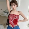 thumbnail image 3 of Prettyui Women Print Irregular Slim Sexy Backless Exposure Navel Fake Two Pieces Camisole Crop Top, 3 of 5