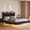 Black, variant on Ourlova Queen Floating Bed Frame with LED Lights Charging Station No Box Spring Needed Easy to Assemble Black