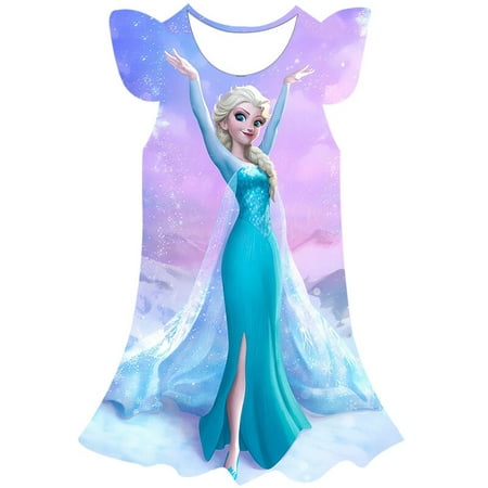 Disney Frozen Elsa Princesse Robe 3D Imprimer Filles Robe D'été Frozen Elsa  Robe Frozen Party Princesse Robes Tenues De Plage