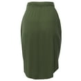 thumbnail image 4 of A2Y Women's Elastic Waist Self Tie Tulip Hem Side Pocket Skirt Dark Olive 4XL, 4 of 5