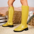 thumbnail image 5 of Willtoo Knee High Boots for Women , Round Toe Low Block Heel Fashion Boots, Smooth Upper Bright Color Boots Side Zipper Non Slip Casual Walking Shoes, 5 of 6
