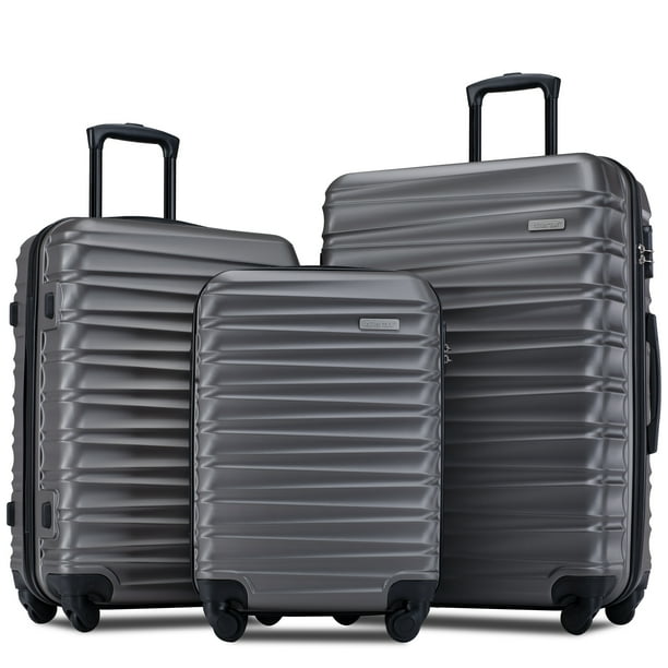 Segmart 3 Piece Luggage Sets with Double Spinner Wheels, Durable ABS