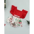 thumbnail image 3 of Seyurigaoka Baby Girl’s Christmas Print Stitching Adjustable Fly Sleeve Romper, 3 of 8