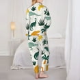 thumbnail image 5 of Bingfone Womens Pajama Sets Dinosaurs And Tropical Leaves Print,Long Sleeve Loungewear Pajamas Set-Small, 5 of 9