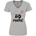 thumbnail image 3 of Inktastic 50th Birthday 50 Rocks Gift Women's V-Neck T-Shirt, 3 of 5