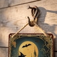 thumbnail image 4 of ZhyrZng Vintage Primitive Halloween Metal Sign 20x30cm Rustic Tin Wall Decor, Whimsical Witch Ghost Pumpkin Scarecrow Pattern, Indoor Outdoor Garden Porch Door Hanging Holiday Decor, 4 of 7