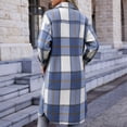 thumbnail image 6 of Annhoo Womens Long Trench Coat Single Breasted Checkered Long Sleeve Lapel Overcoat Fall Winter outerwear Jackets, 6 of 7