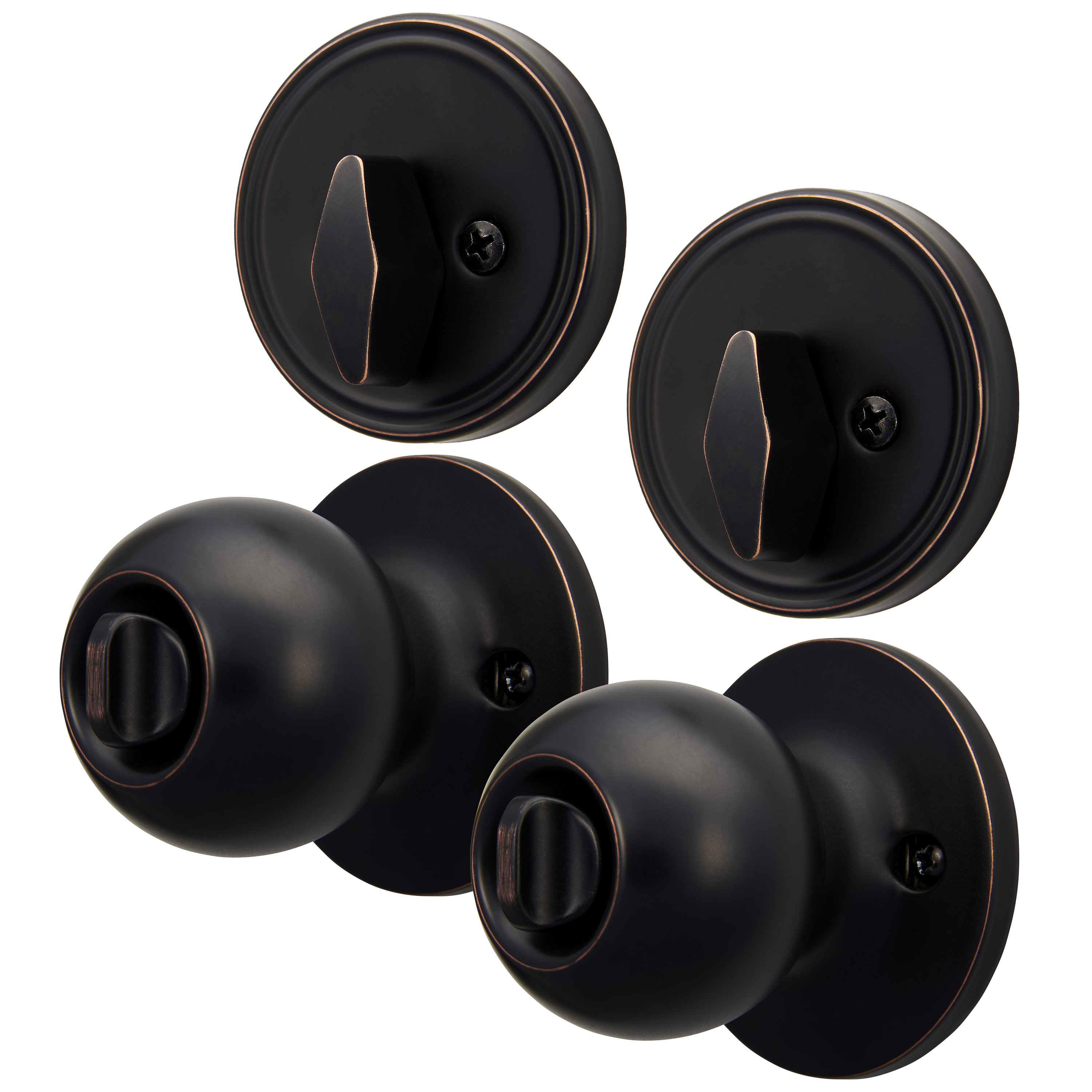 Hyper Tough Keyed Entry Tulip Style Doorknob And Deadbolt Combo 2-Pack, Oil-Rubbed Bronze Finish
