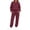 Wine #662, variant on Women's 2 Piece Jogger Set Crewneck Sweatshirt and Drawstring Sweatpants, Relaxed Fall Travel Outfit with Pockets Matching Sweatsuit Set, L