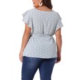 thumbnail image 4 of DARING DIVA Women's Plus Floral Tie Waist Flare Sleeve Top 4X Blue, 4 of 6