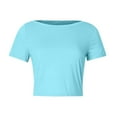 thumbnail image 3 of fatyb Women's Basic T-Shirts Short Sleeve Slim Going out Crop Tops Solid Color Summer Casual Tee, 3 of 4