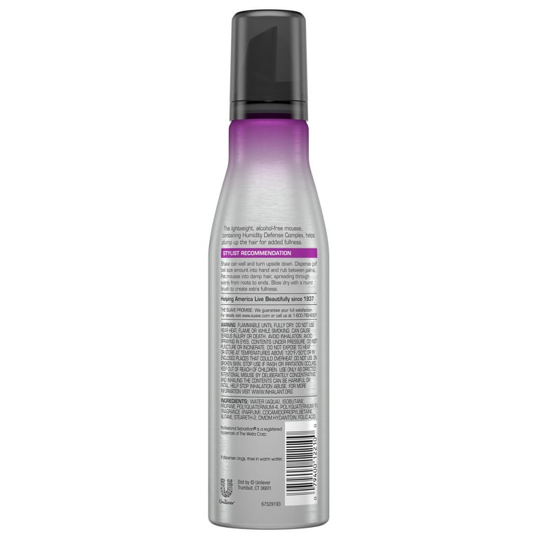 Suave Professionals Volumizing Spray Firm Control Boosting Hair Styling Mousse with Collagen, 7 oz