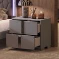 thumbnail image 2 of Elegant Nightstand with Metal Handle, Mirrored Bedside Table with 2 Drawers for Bedroom, Living Room, Gray, 2 of 7