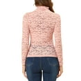 thumbnail image 3 of MODA NOVA Juniors Elegant Turtleneck Long Sleeve Floral Lace Semi-Sheer Blouse, 3 of 6