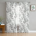 thumbnail image 3 of Sheer Curtains 96 inches Long, Floral Watercolor Style Grey Flower Bud Leaves Light Filtering Sheer Window Curtains Rod Pocket Voile Drapes for Bedroom Living Room, 52"W x 96"L 2 Panels, 3 of 7