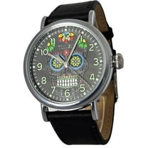 Timex TW2V67500 Dia de los Muertos Men's Analog Round Watch Black Leather Strap