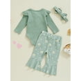 thumbnail image 4 of Suealasg Baby Girls Clothes Long Sleeve Romper Daisy Print Flare Pants Headband Sets 3 6 9 12 18 Months Infant Girls 3Pcs Spring Fall Outfits, 4 of 7