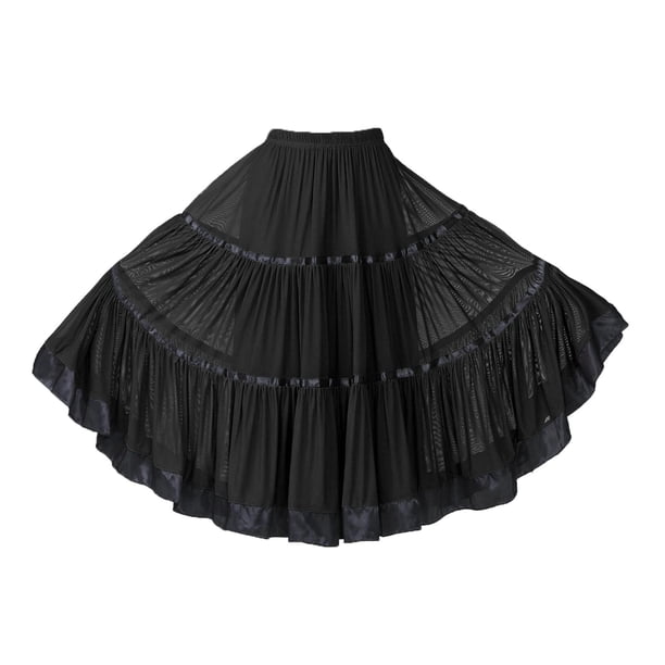 Falda De Salón De Baile Flamenco Vestido De Swing De Vals Traje De Baile Moderno Negro Sunnimix Vestido de baile latino