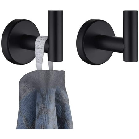 

Black Bathroom Towel Hook Coat Robe Clothes Hook for Bathroom Kitchen Garage Wall Mounted (2 Pack) 304 Stainless Steel Matte Black TH100-PB-P2