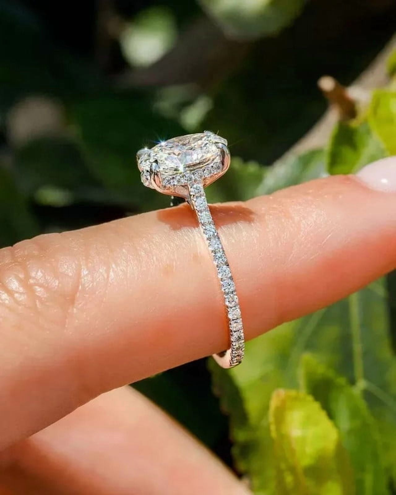 solitaire jewels 2.75CT Oval Moissanite Hidden Halo Engagement Ring For Women, 14K Yellow Gold