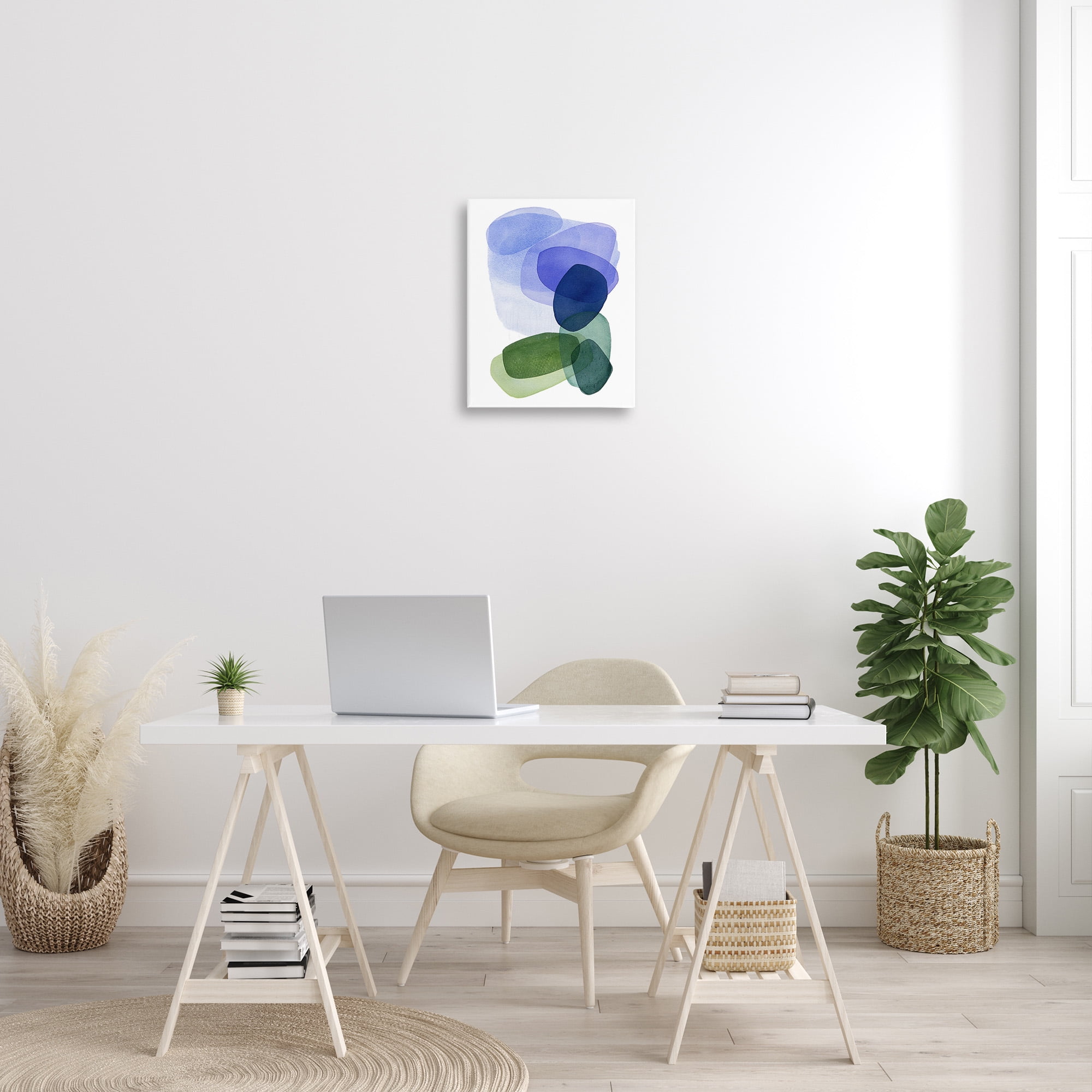 Stupell Industries Layered Opaque Shapes Abstract Painting Gallery Wrapped Canvas Art Print Wall Art, 16 x 20