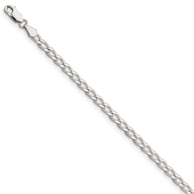 925 Sterling Silver 3.2mm Link Chain Bracelet Elongated