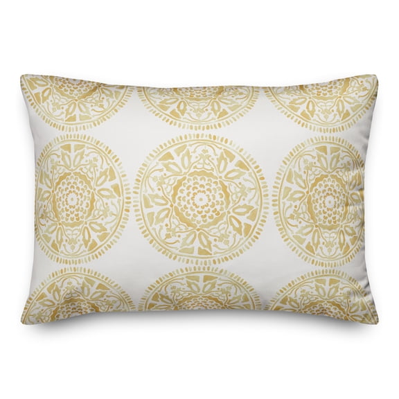Creative Products Small Yellow Pattern Medallions 14x20 Indoor / Outdoor Pillow