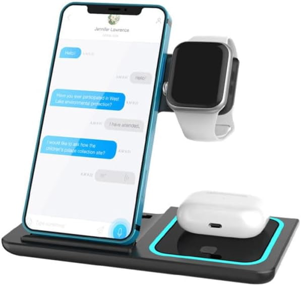 3-in-1 Wireless Charger for iPhone 11/12/13/14/XS/X/8 Apple Watch Series 7/6/SE/5/4/3/2 AirPods Pro/2 Black