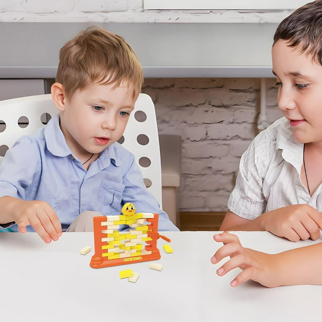Yellow Push Wall Game Building Blocks Toy Board Double Player Educational For Kids Skill Building Family Interactive Play Ages 4 12 Duck Theme
