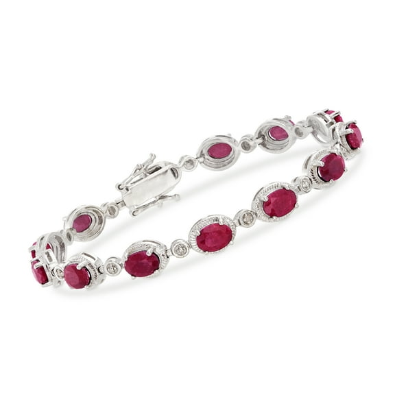 Ross-Simons 9.10 ct. t.w. Ruby Bracelet in Sterling Silver, Women's, Adult