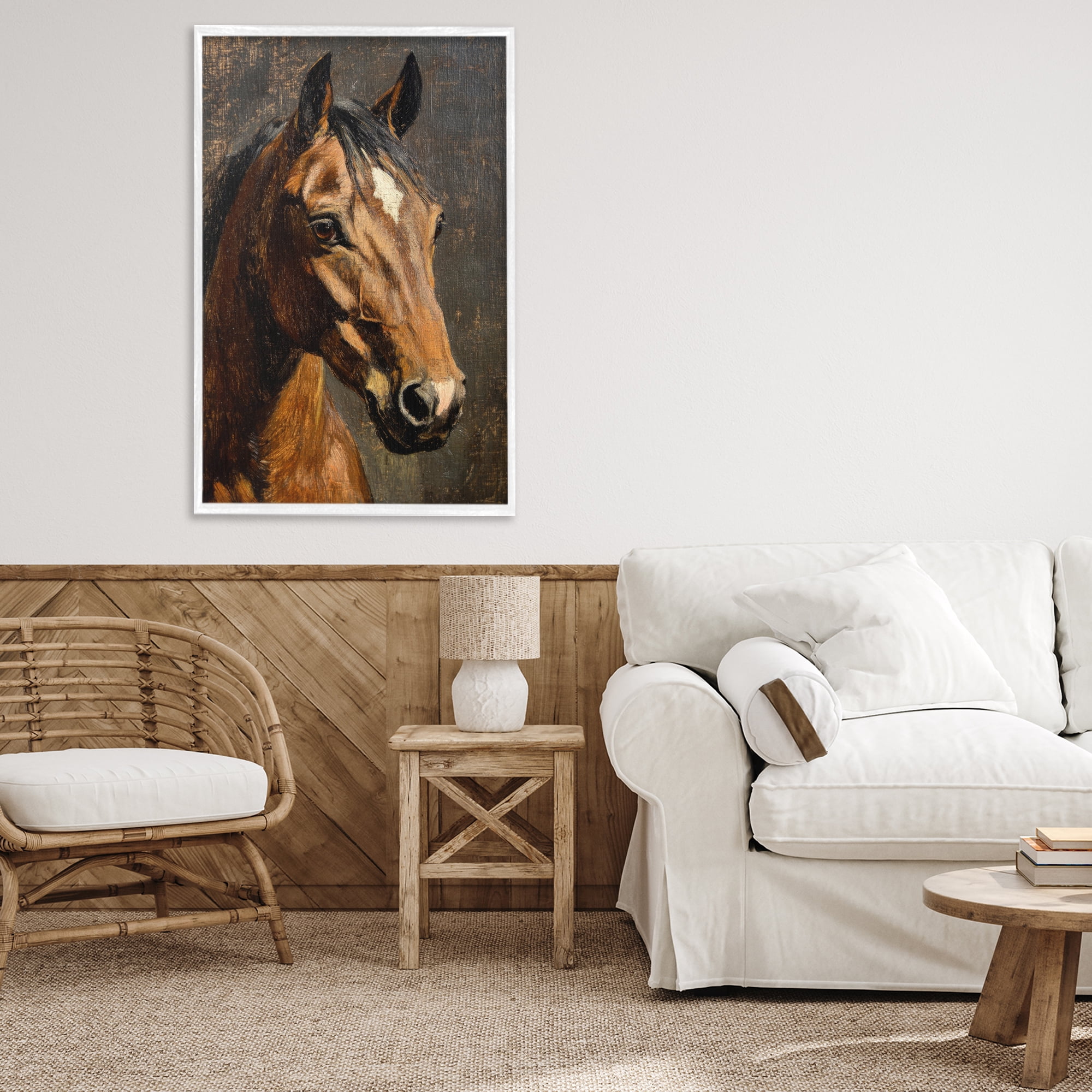 Stupell Industries Horse Portrait Study White Framed Giclee Art, design by Petal Prints Design