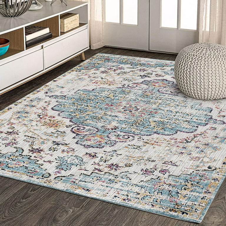 Snailhome Large Area Rugs for Floor Carpet Bohemian Non-Slip Mat, Rug Flair Persian Decor(2x2.9ft/4x5.9ft/5.2x7.5ft/6.6x9.5ft) Pet Room, Folding