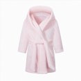 thumbnail image 2 of NOLDARES Hooded Herringbone Boy's And Girl's,Fleece Soft Spa Kimono Long Robe, Kids Comfy Sleepwear Bathrobe(H339-Light Pink), 2 of 9
