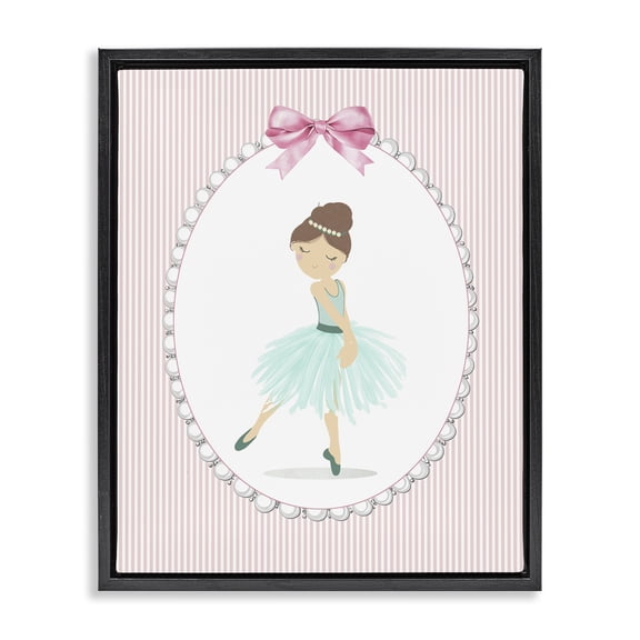 Stupell Industries Cottage Elegant Dance on Stripes Black Floating Frame Canvas Art, 17 x 21, by Christine Simpson Art