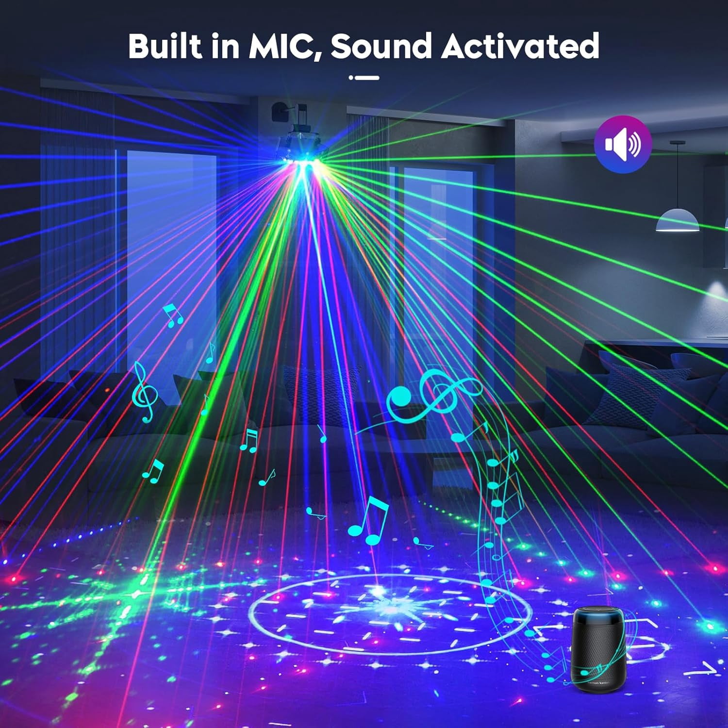 BAKOD 9 Eyes Strobe Party Light, 3-in-1 RGB DJ Disco Stage Light with Remote & Sound Activated, DMX512 LED Beam Effect Light for Parties, Weddings, Clubs & Events