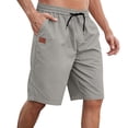 thumbnail image 4 of Pantalones cortos deportivos con cordón para hombre, talla grande, cintura elástica, poliéster, para gimnasio/verano, 4 of 6